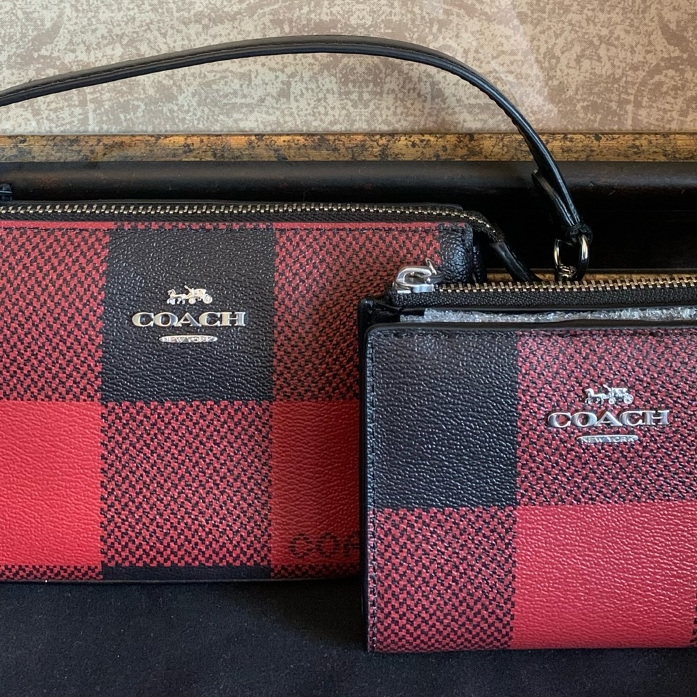 Coach Buffalo plaid Nolita 15 W/Matching Snap Card Case